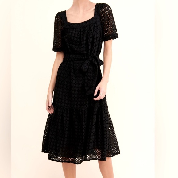 Anthropologie Maeve Josette Eyelet Black Midi Dress - Picture 4 of 16